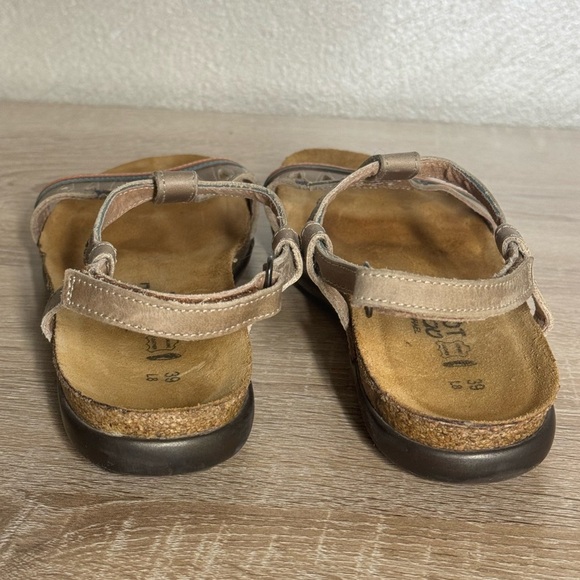 Naot Odelia Khaki Beige Combo Leather Ankle Strap SandalsSize 8 - Picture 4 of 11